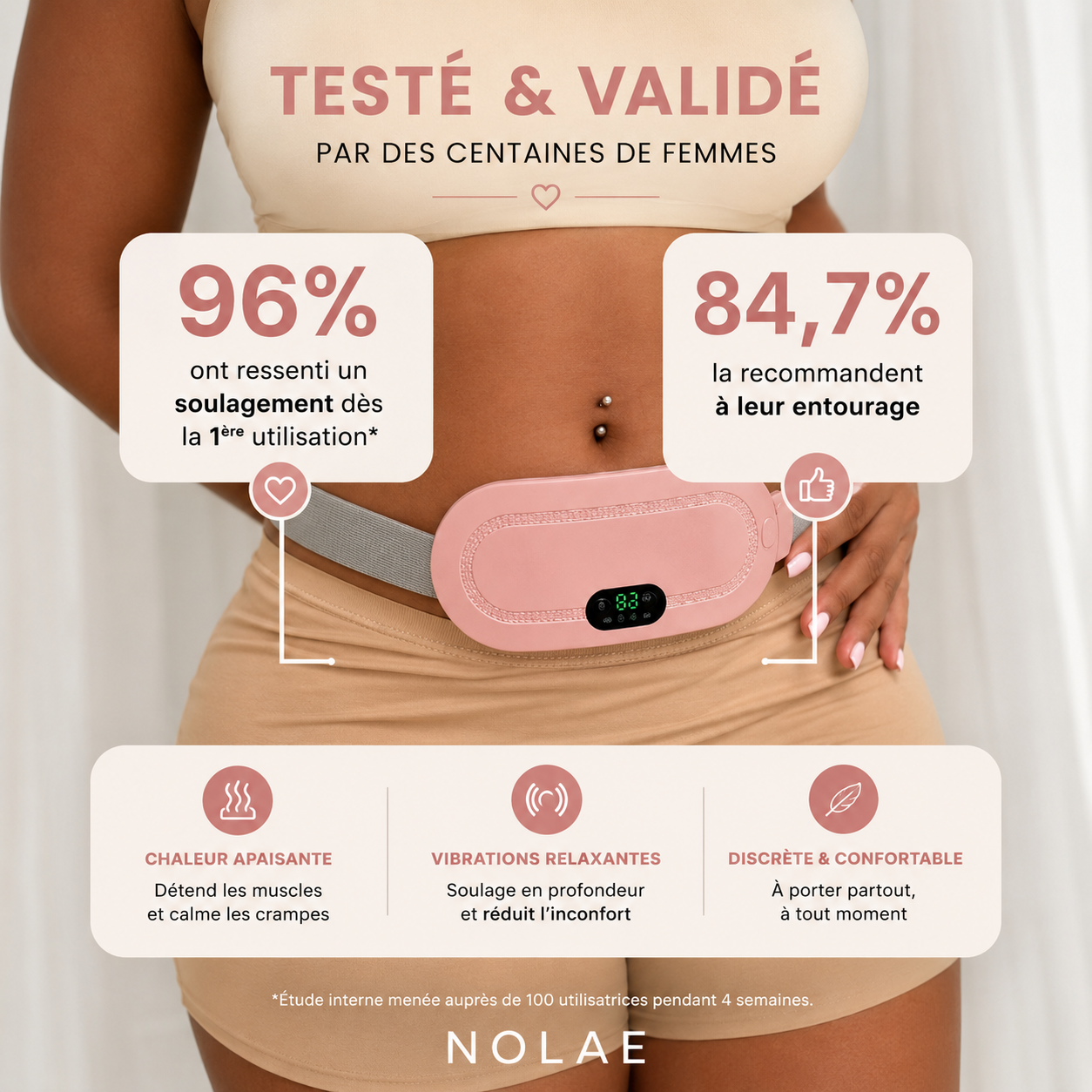 NOLAE - Ceinture chauffante et massante menstruelle
